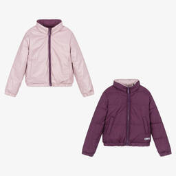 DKNY-Girls Purple Reversible Puffer Jacket | Childrensalon Outlet