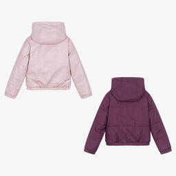 DKNY-Girls Purple Reversible Puffer Jacket | Childrensalon Outlet