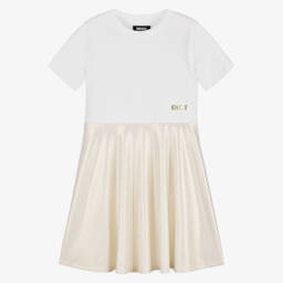 DKNY-Girls Radiant White & Gold Dress | Childrensalon Outlet