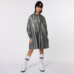 DKNY-Girls Shimmer Silver Denim Dress | Childrensalon Outlet
