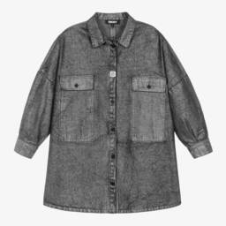 DKNY-Girls Shimmer Silver Denim Dress | Childrensalon Outlet