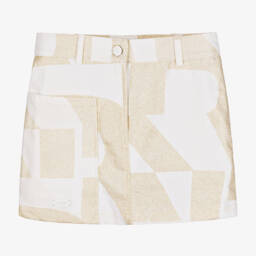 DKNY-تنورة ذهبية لامعة من مزيج الكتان للبنات | Childrensalon Outlet