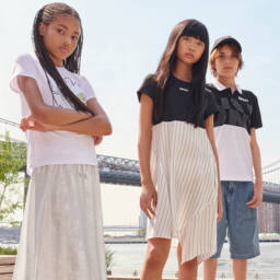DKNY-Girls Shimmering Satin Midi Skirt | Childrensalon Outlet