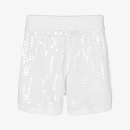 DKNY-Girls Shimmering White Cotton Shorts | Childrensalon Outlet