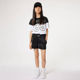 DKNY-Girls Shimmery Black Jersey Shorts | Childrensalon Outlet