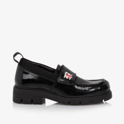 DKNY-Girls Shiny Black Leather Loafers | Childrensalon Outlet