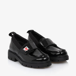 DKNY-Girls Shiny Black Leather Loafers | Childrensalon Outlet