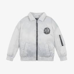 DKNY-Girls Silver Satin Zip Jacket | Childrensalon Outlet