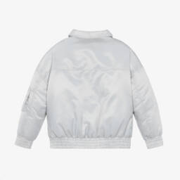 DKNY-Girls Silver Satin Zip Jacket | Childrensalon Outlet
