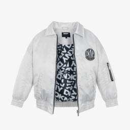 DKNY-Girls Silver Satin Zip Jacket | Childrensalon Outlet