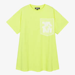 DKNY-فستان جيوب أصفر زاهي للبنات | Childrensalon Outlet