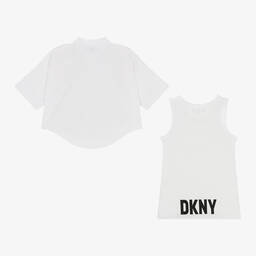 دكني-قميص 2 في 1 قطن بوبلين لون أبيض للبنات | Childrensalon Outlet