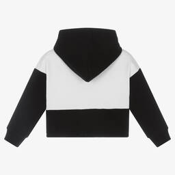 DKNY-Girls White & Black Cropped Hoodie | Childrensalon Outlet