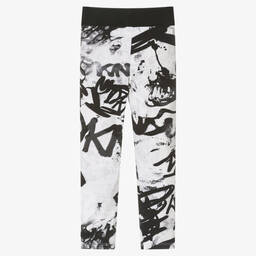 DKNY-Girls White Cotton Graffiti Leggings | Childrensalon Outlet