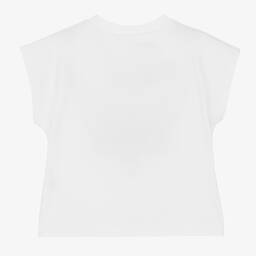 DKNY-Girls White Cotton Slogan T-Shirt | Childrensalon Outlet