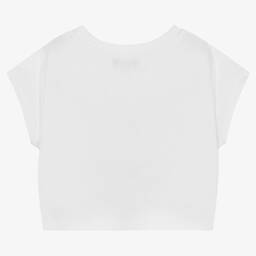 DKNY-Girls White Cropped Logo T-Shirt | Childrensalon Outlet