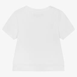 DKNY-Girls White Cropped Logo T-Shirt | Childrensalon Outlet