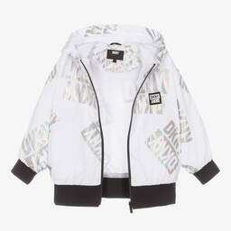 DKNY-Белая куртка с капюшоном для девочек | Childrensalon Outlet