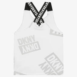 DKNY-Белый спортивный топ с переливающимися логотипами | Childrensalon Outlet