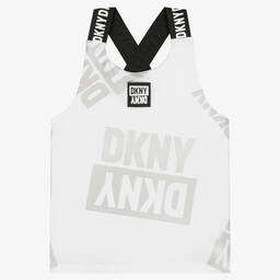DKNY-Белый спортивный топ с переливающимися логотипами | Childrensalon Outlet