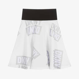 DKNY-Girls White & Silver Logo Skirt | Childrensalon Outlet