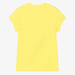 DKNY-Girls Yellow Cotton Logo T-Shirt | Childrensalon Outlet
