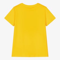 DKNY-Girls Yellow Cotton T-Shirt | Childrensalon Outlet