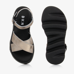 DKNY-صندل جلد لون ذهبي للبنات | Childrensalon Outlet