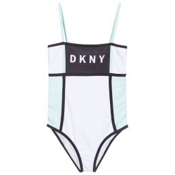 DKNY-Green & White Logo Swimsuit | Childrensalon Outlet