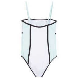 DKNY-Green & White Logo Swimsuit | Childrensalon Outlet