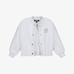 DKNY-Серый хлопковый вязаный бомбер для девочек | Childrensalon Outlet