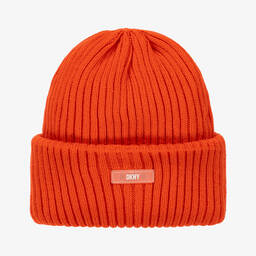 DKNY-Orange Embroidered Knitted Beanie  | Childrensalon Outlet