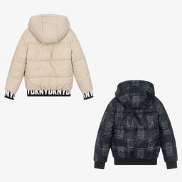 DKNY-Черно-бежевый двусторонний пуховик | Childrensalon Outlet