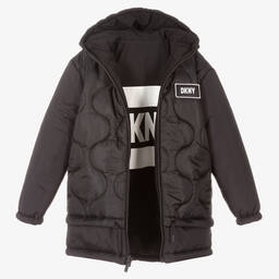 DKNY-Teen Black Reversible Coat | Childrensalon Outlet