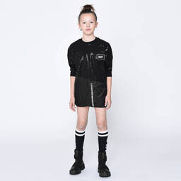 DKNY-Teen Black Sequin Zip Dress | Childrensalon Outlet