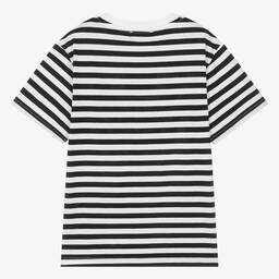 DKNY-تيشيرت قطن عضوي مقلم لون أسود | Childrensalon Outlet