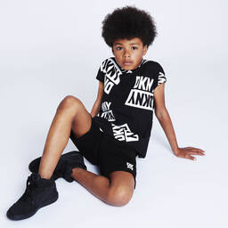 DKNY-Teen Black & White Cotton Logo T-Shirt | Childrensalon Outlet