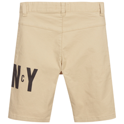 DKNY-Teen Boys Beige Logo Shorts  | Childrensalon Outlet
