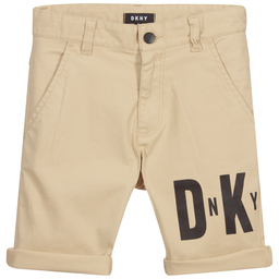 DKNY-Teen Boys Beige Logo Shorts  | Childrensalon Outlet