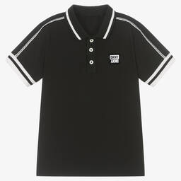 DKNY-Teen Boys Black Cotton Pique Polo Shirt | Childrensalon Outlet