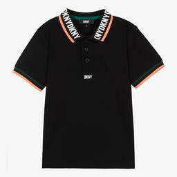 DKNY-Teen Boys Black Cotton Polo Shirt | Childrensalon Outlet