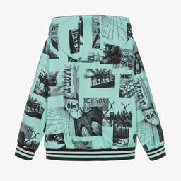 DKNY-جاكيت هودي جيرسي لون أسود وأخضر للمراهقين | Childrensalon Outlet