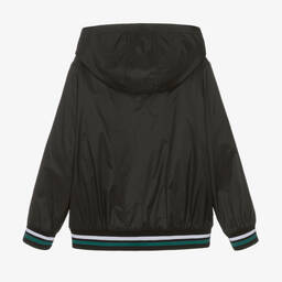 DKNY-جاكيت هودي جيرسي لون أسود وأخضر للمراهقين | Childrensalon Outlet