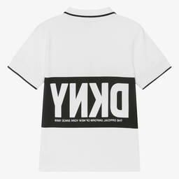 DKNY-توب بولو قطن بيكيه لون أبيض للمراهقين | Childrensalon Outlet