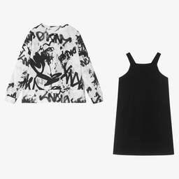 DKNY-Teen Girls Black Cotton Graffiti Dress Set | Childrensalon Outlet