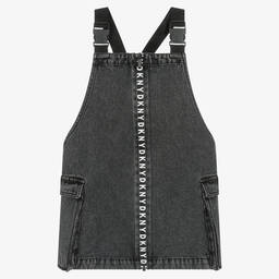 DKNY-Teen Girls Black Denim Pinafore Dress | Childrensalon Outlet