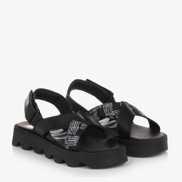 DKNY-صندل جلد لون أسود للمراهقات | Childrensalon Outlet