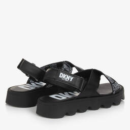 DKNY-صندل جلد لون أسود للمراهقات | Childrensalon Outlet