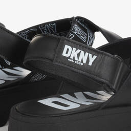 DKNY-صندل جلد لون أسود للمراهقات | Childrensalon Outlet