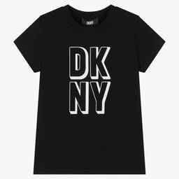 DKNY-Teen Girls Black Logo T-Shirt | Childrensalon Outlet